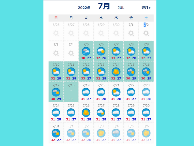 【2022】宮古島の7月の天気・天候情報