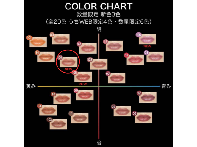 リップモンスター104　イエベ　ブルべ